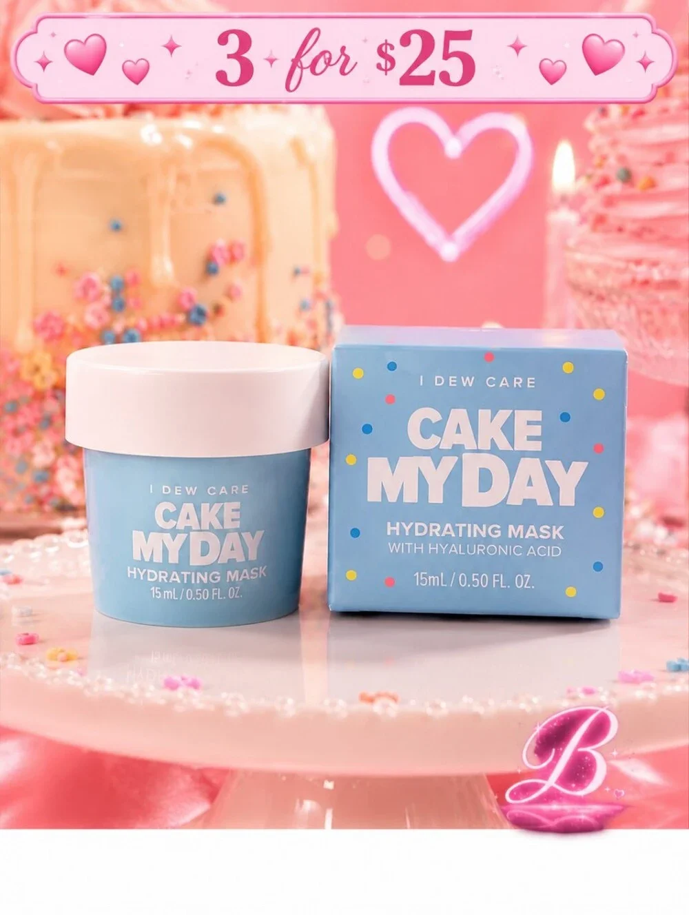 3/$25 MINI Cake My Day Wash-off Face Mask